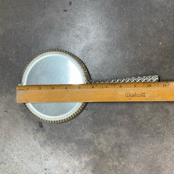 Vintage Hand Mirror Lucite Handle Floral Painted Back Vanity Dressing Table Deco - Picture 6 of 6